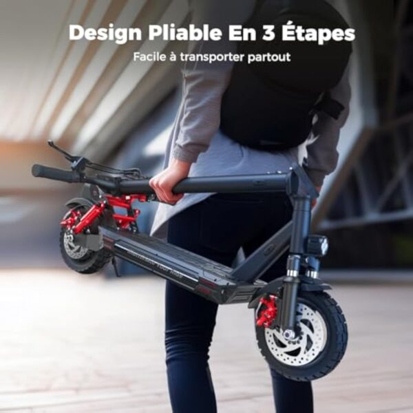 iScooter 10" Trottinette Electrique Adulte avec Serrures Électroniques, Moteur de 800, Autonomie de 40-45 km, 6/10/15/25 km/h, Trottinette Électrique avec Application, Pliable, Charge 150 KG, Sac – Image 9