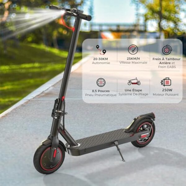 iScooter 8,5" Trottinette Electrique Adulte, Batterie 280,8WH, Trottinette Électrique Pliable pour Adolescents Et Adultes, Charge 100KG, Max 25 K.M./H, Double Freinage, 3 Modes De Vitesse – Image 3