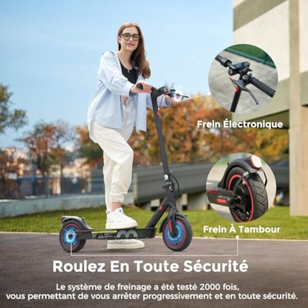 iScooter 8,5" Trottinette Electrique Adulte, Batterie 280,8WH, Trottinette Électrique Pliable pour Adolescents Et Adultes, Charge 100KG, Max 25 K.M./H, Double Freinage, 3 Modes De Vitesse – Image 7