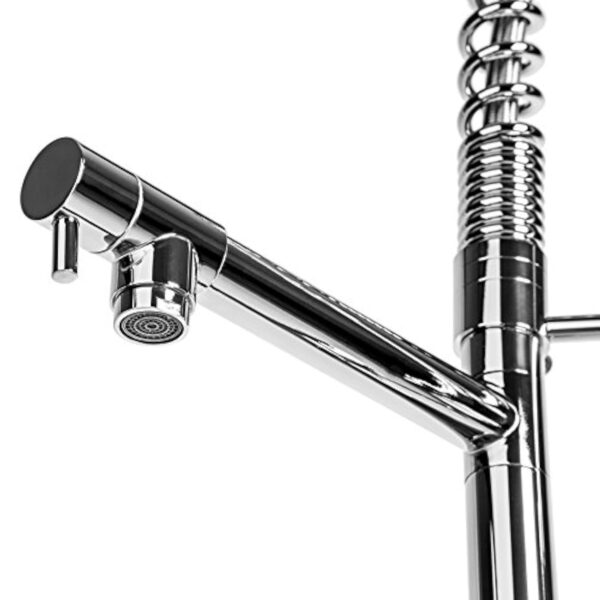 tectake® Ensemble de 2 Robinet cuisine 2 Mitigeur cuisine avec douchette Robinetterie de cuisine extractible en laiton chromé Pivotant à 360° Buse anti calcaire Cuisine accessoires Évier cuisine – Image 5