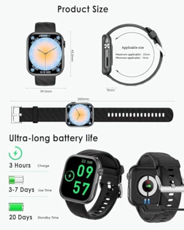 2025 Montre Connectée Homme Femme avec 𝐆𝐥𝐲𝐜é𝐦𝐢𝐞/ECG+HRV/IMC/Acide Urique/Lipides, 1.97" AMOLED Smartwatch avec 24H Fréquence Cardiaque, SpO2, Sommeil Monitor pour Android/iOS – Image 7