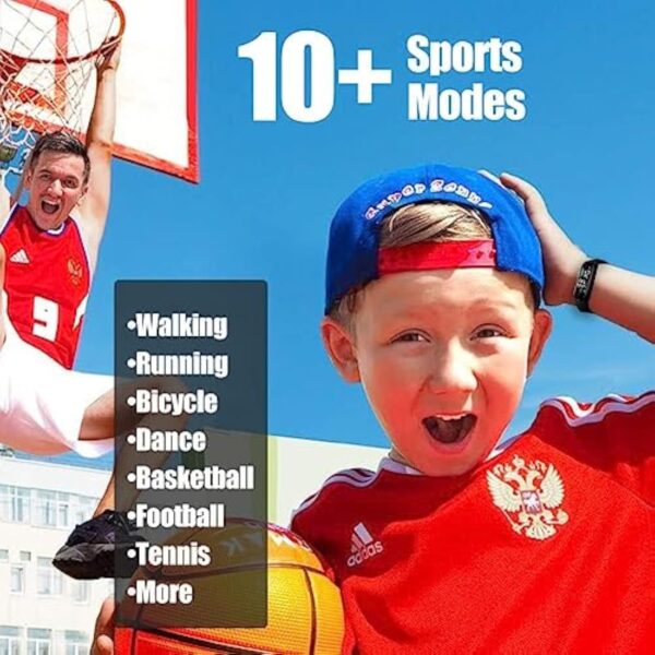 AOMiGT Smartwatch Podomètre, Montre Enfant, Montre Connectée Intelligente Etanche IP68, Montre Connectée Enfant Sport, Fitness Tracker Montre Enfants, Trackers d'Activité pour Garçon Fille (Noir) – Image 4