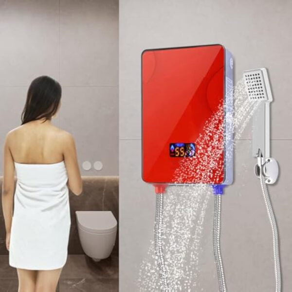BRRIDE Chauffe-eau électrique instantané - 6500 W 220 V - Avec kit de salle de bain - Buse 30 à 55 °C - Affichage LED - Pour salle de bain, cuisine, hôtel