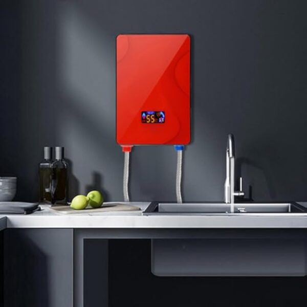 BRRIDE Chauffe-eau électrique instantané - 6500 W 220 V - Avec kit de salle de bain - Buse 30 à 55 °C - Affichage LED - Pour salle de bain, cuisine, hôtel – Image 6