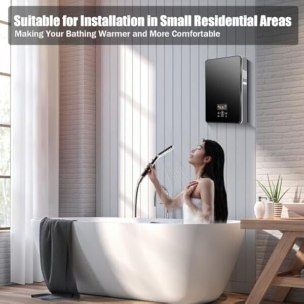 Chauffe-Eau Électrique Instantané - 6500 W 220 V - Pour Salle de Bain, Douche, Cuisine - 33 à 55 °C, Numérique LED - Pour Hôtel - Noir – Image 3