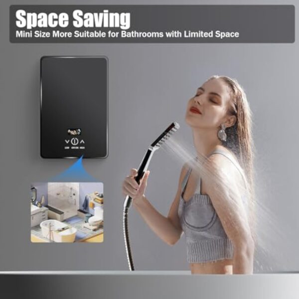 Chauffe-Eau Électrique Instantané - 6500 W 220 V - Pour Salle de Bain, Douche, Cuisine - 33 à 55 °C, Numérique LED - Pour Hôtel - Noir – Image 10