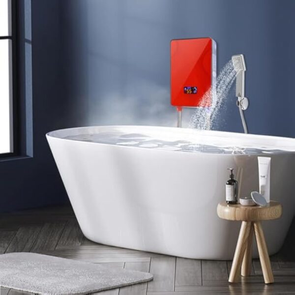 Chauffe-eau instantané 6,5 kW - Pour cuisine - 230 V - Prêt à brancher - Chauffe-eau sans réservoir 30 à 55 °C - Chauffe-eau électrique instantané avec kit de douche de salle de bain, Eau Chaude – Image 3