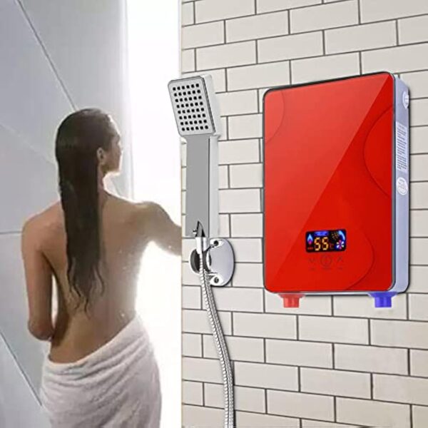 Chauffe-eau instantané 6,5 kW - Pour cuisine - 230 V - Prêt à brancher - Chauffe-eau sans réservoir 30 à 55 °C - Chauffe-eau électrique instantané avec kit de douche de salle de bain, Eau Chaude – Image 6