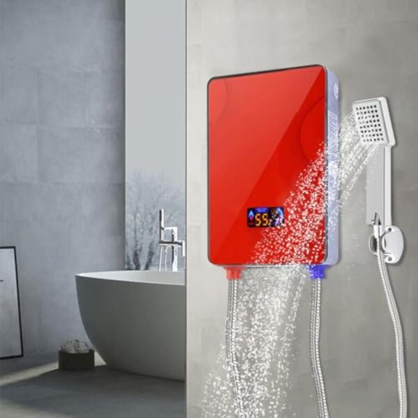 Chauffe-eau instantané 6,5 kW - Pour cuisine - 230 V - Prêt à brancher - Chauffe-eau sans réservoir 30 à 55 °C - Chauffe-eau électrique instantané avec kit de douche de salle de bain, Eau Chaude – Image 7