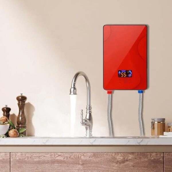 Chauffe-eau instantané 6,5 kW - Pour cuisine - 230 V - Prêt à brancher - Chauffe-eau sans réservoir 30 à 55 °C - Chauffe-eau électrique instantané avec kit de douche de salle de bain, Eau Chaude – Image 10