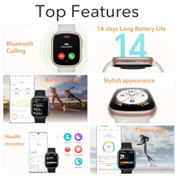 HONOR Watch 4 Montre Connectée, Bluetooth Calling, 1.75" AMOLED, GPS, 14 Jours D'autonomie, Spo2, Fréquence Cardiaque et Moniteur de Stress, 5ATM Smartwatch, Compatible avec Android et iOS, Noir – Image 3