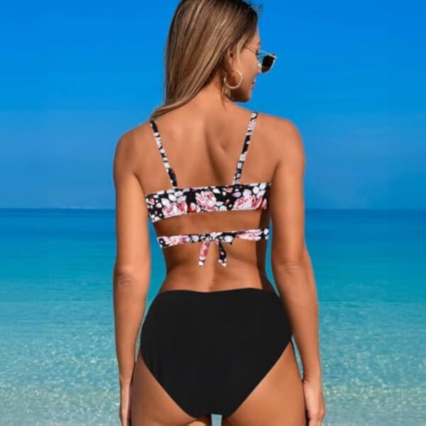 JSTHHTT Maillot de Bain Femme 2 Pieces, Femme Bikini, Bikini Set Swimwear, Taille Haute Ventre Plat Bikini, Push-up Maillot, Floraux Tops, Beachwear – Image 6