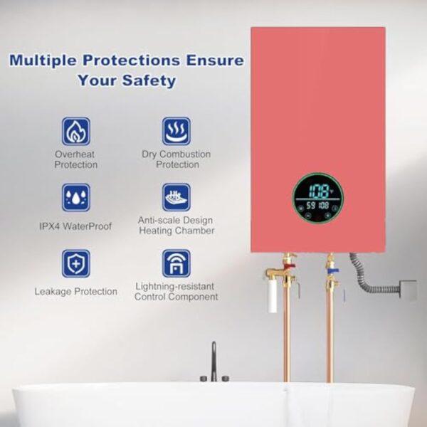 Mise à niveau du chauffe - eau électrique sans fente 9kw240v, économie d'énergie de l'eau chaude sans pôle auto - ajustable à la demande, affichage numérique de la maison entière résidentielle – Image 4