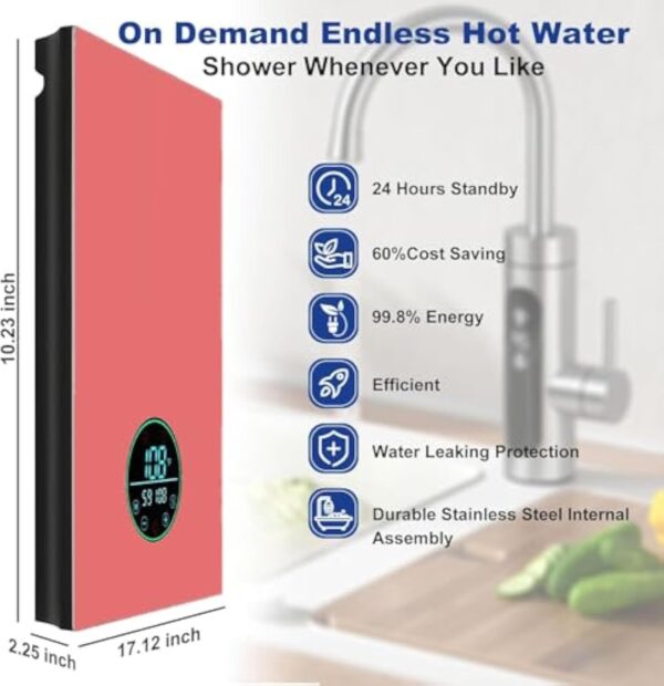 Mise à niveau du chauffe - eau électrique sans fente 9kw240v, économie d'énergie de l'eau chaude sans pôle auto - ajustable à la demande, affichage numérique de la maison entière résidentielle – Image 5