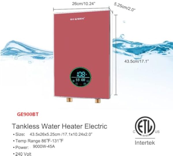 Mise à niveau du chauffe - eau électrique sans fente 9kw240v, économie d'énergie de l'eau chaude sans pôle auto - ajustable à la demande, affichage numérique de la maison entière résidentielle – Image 6