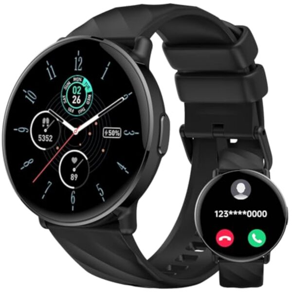 Montre Connectée Homme Femme, 1,39“ HD Écran Tactile Smartwatch Avec Appels Bluetooth , 112+ Sportifs Modes Montre, Montre Intelligente de Surveiller Cardio, Podometre et Sommeil pour Android iOS Noir