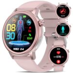 Montre Connectée Femme avec 𝐄𝐂𝐆+𝐇𝐑𝐕/Acιde Urιque/Lιpιdes/βMI,1.39"HD Smart Watch avec Appel Bluetooth/SOS/Fréqυeπce Cαrdιαqυe/SPΘ2/Tensioπ ArtérιeΙΙe/Sοmmeιl Montre Sport pour Android iOS (Rose)