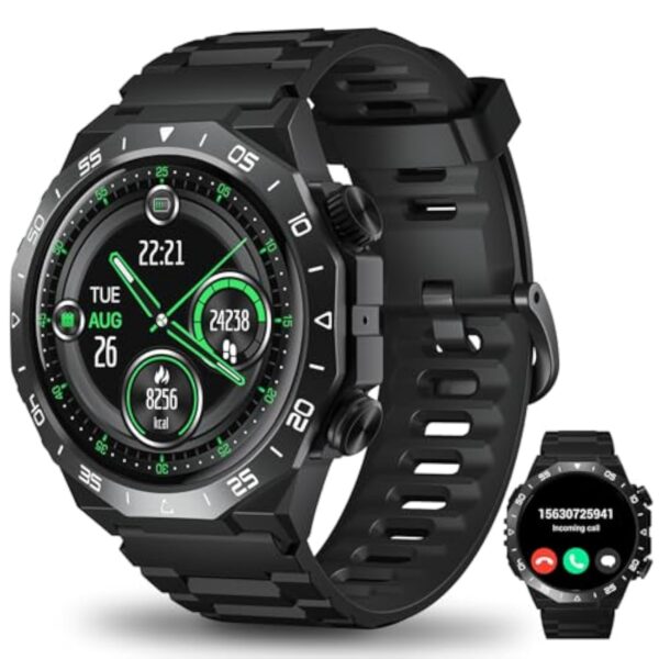Montre Connectée Homme Femme ave Appel Bluetooth,1.39" HD Écran Tactile Intelligent,112+ Modes Sportifs,Etanche IP68 Montre Connectée Homme,SpO2/Cardiaque ave Sommeil/Podometre pour Android/iOS,Noir – Image 2