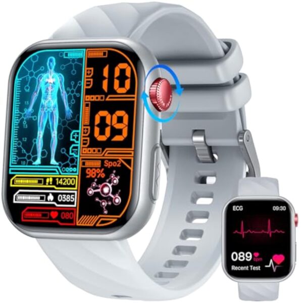 Montre Connectée Homme Santé Smartwatch: avec ECG PPG HRV Acide Urique Appels Bluetooth 130+ Modes Sportifs Sommeil Fréquence Cardiaque SPO2 Podomètre Étanche 1.97" Écran Montre Sport pour Android iOS – Image 2