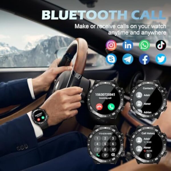 Montre Connectée Homme Femme ave Appel Bluetooth,1.39" HD Écran Tactile Intelligent,112+ Modes Sportifs,Etanche IP68 Montre Connectée Homme,SpO2/Cardiaque ave Sommeil/Podometre pour Android/iOS,Noir – Image 3