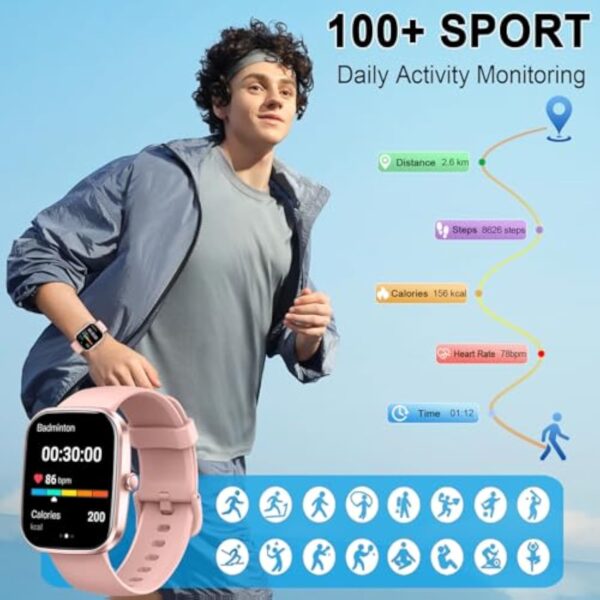 Montre Connectée Homme Femme avec Appel Bluetooth, 1.91" HD Smartwatch avec 110+ Modes Sportifs, Etanche IP68 Montre Sport avec Cardiofrequencemetre/Moniteur de Sommeil/Podometre pour Android/iOS – Image 5