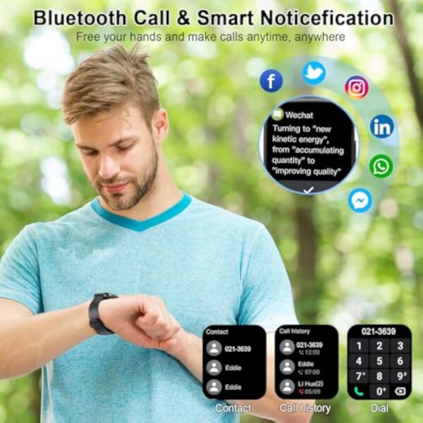 Montre Connectée Homme Femme, 1,95" HD Smartwatch avec Appel Bluetooth, 110+ Sportifs Montre Sport avec Moniteur Sommeil/Cardiofrequencemetre/Podomètre, Etanche IP68 Montre Sport pour Android iOS – Image 6