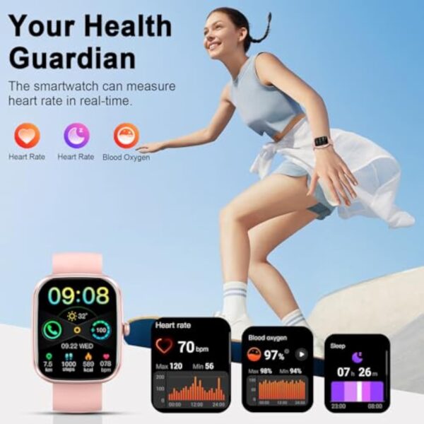 Montre Connectée Homme Femme avec Appel Bluetooth, 1.91" HD Smartwatch avec 110+ Modes Sportifs, Etanche IP68 Montre Sport avec Cardiofrequencemetre/Moniteur de Sommeil/Podometre pour Android/iOS – Image 6