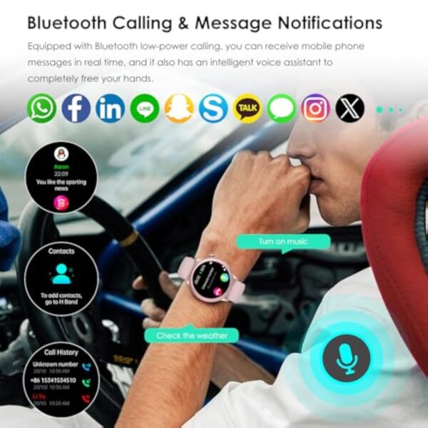 Montre Connectée Femme avec 𝐄𝐂𝐆+𝐇𝐑𝐕/Acιde Urιque/Lιpιdes/βMI,1.39"HD Smart Watch avec Appel Bluetooth/SOS/Fréqυeπce Cαrdιαqυe/SPΘ2/Tensioπ ArtérιeΙΙe/Sοmmeιl Montre Sport pour Android iOS (Rose) – Image 6