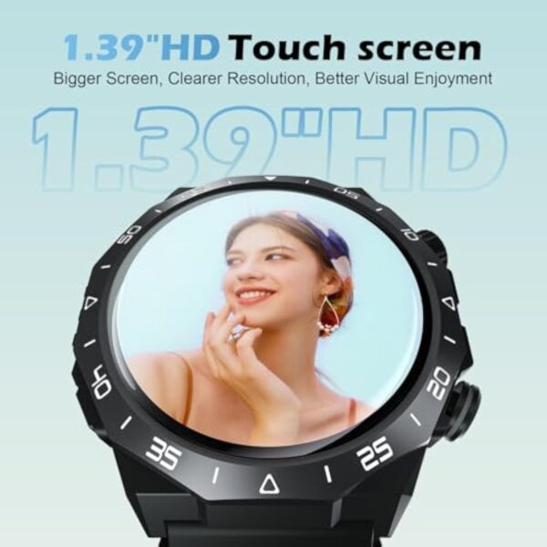 Montre Connectée Homme Femme ave Appel Bluetooth,1.39" HD Écran Tactile Intelligent,112+ Modes Sportifs,Etanche IP68 Montre Connectée Homme,SpO2/Cardiaque ave Sommeil/Podometre pour Android/iOS,Noir – Image 7