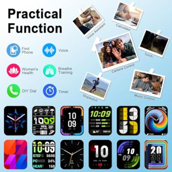 Montre Connectée Homme Femme avec Appel Bluetooth, 1.91" HD Smartwatch avec 110+ Modes Sportifs, Etanche IP68 Montre Sport avec Cardiofrequencemetre/Moniteur de Sommeil/Podometre pour Android/iOS – Image 7