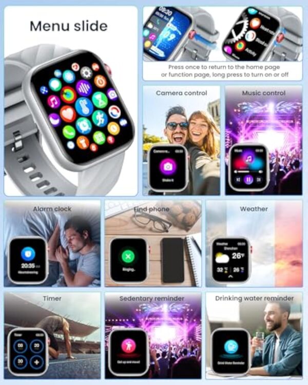 Montre Connectée Homme Santé Smartwatch: avec ECG PPG HRV Acide Urique Appels Bluetooth 130+ Modes Sportifs Sommeil Fréquence Cardiaque SPO2 Podomètre Étanche 1.97" Écran Montre Sport pour Android iOS – Image 7