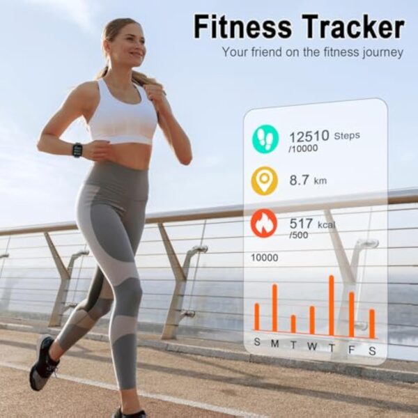 Montre Connectée Homme Femme, 1,95" HD Smartwatch avec Appel Bluetooth, 110+ Sportifs Montre Sport avec Moniteur Sommeil/Cardiofrequencemetre/Podomètre, Etanche IP68 Montre Sport pour Android iOS – Image 8