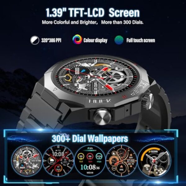 Montre Connectée Homme, 1.39" HD Militaire Smartwatch avec Appel Bluetooth, Smart Watch Homme avec 110+ Modes Sportifs/Cardiofrequencemetre/Sommeil, Etanche IP68 Montre Intelligente pour Android iOS – Image 8