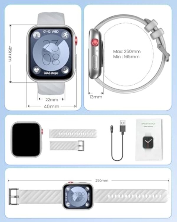 Montre Connectée Homme Santé Smartwatch: avec ECG PPG HRV Acide Urique Appels Bluetooth 130+ Modes Sportifs Sommeil Fréquence Cardiaque SPO2 Podomètre Étanche 1.97" Écran Montre Sport pour Android iOS – Image 8