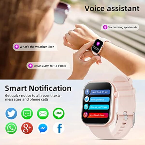 Montre connectée pour homme femme, écran de 1,85" avec appel Bluetooth et réponse mains libres, montre intelligente avec podomètre, moniteur de fréquence cardiaque, montre de fitness pour Android – Image 5
