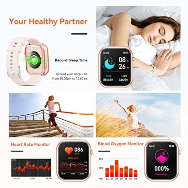 Montre connectée pour homme femme, écran de 1,85" avec appel Bluetooth et réponse mains libres, montre intelligente avec podomètre, moniteur de fréquence cardiaque, montre de fitness pour Android – Image 7