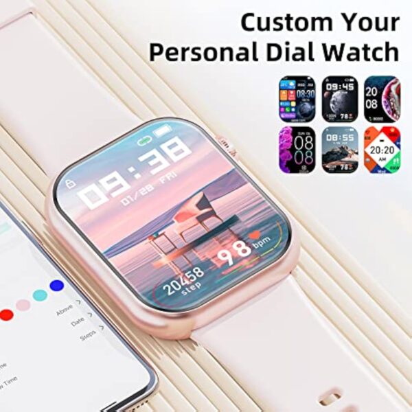 Montre connectée pour homme femme, écran de 1,85" avec appel Bluetooth et réponse mains libres, montre intelligente avec podomètre, moniteur de fréquence cardiaque, montre de fitness pour Android – Image 8