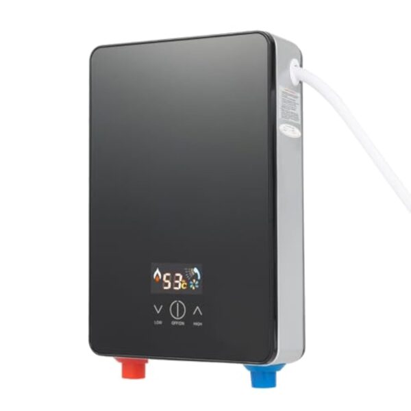 OUBUBY Chauffe-eau électrique instantané - Affichage numérique avec buse de douche - Chauffe-eau électrique sans réservoir - Température réglable 30 à 60 °C - 220 V 6500 W - Noir – Image 2