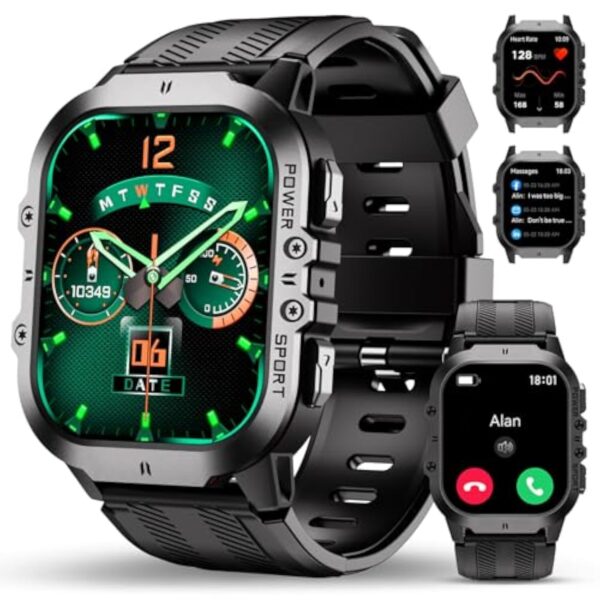 OUKITEL Montre Connectée Homme,1.96"HD Smartwatch avec Appel Bluetooth,100+Mode Sportifs,Montre Sport pour Surveiller Cardio,Podometre,Sommeil,Étanche 5ATM,Montre Connectée Militaire pour Android iOS