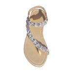 TropéZienne Sandales Femme RandonnéE Sabots Femme Sandales plates décontractées pour femmes, sandales à strass à paillettes, bout ouvert, sandales à Sandales Fille 35 TropéZiennes 37 (Gold, 37)