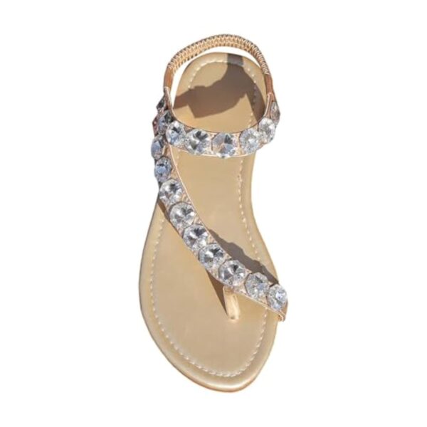 TropéZienne Sandales Femme RandonnéE Sabots Femme Sandales plates décontractées pour femmes, sandales à strass à paillettes, bout ouvert, sandales à Sandales Fille 35 TropéZiennes 37 (Gold, 37) – Image 2