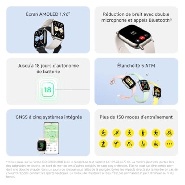 Xiaomi Redmi Watch 5 Lite - Écran Amoled 1,96", GPS intégré, 18 Jours d'Autonomie, Appels Bluetooth, Étanche 5ATM, Suivi Santé (Cardiaque, SPO₂, Sommeil), Garantie 2 Ans (Noir) – Image 3