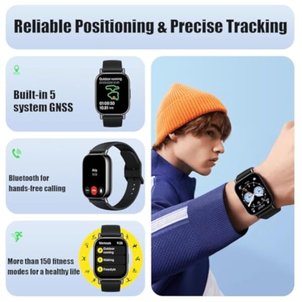 Xiaomi Redmi Watch 5 Lite Smartwatch - Écran AMOLED 1,96", GPS intégré, 18 Jours d'Autonomie, plus de 150 séances d'entraînement, résistance à la baignade 5ATM, appels Bluetooth, Garantie 2 Ans (Noir) – Image 3