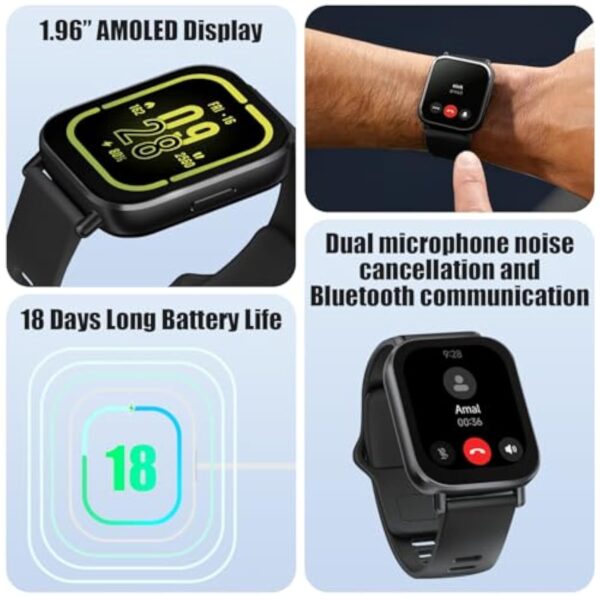 Xiaomi Redmi Watch 5 Lite Smartwatch - Écran AMOLED 1,96", GPS intégré, 18 Jours d'Autonomie, plus de 150 séances d'entraînement, résistance à la baignade 5ATM, appels Bluetooth, Garantie 2 Ans (Noir) – Image 4