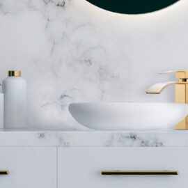 Mélangeur de lavabo YOKA HOME cascade d'eau dorée d'élégant robinet pour un style luxueux avec un effet unique de la cascade