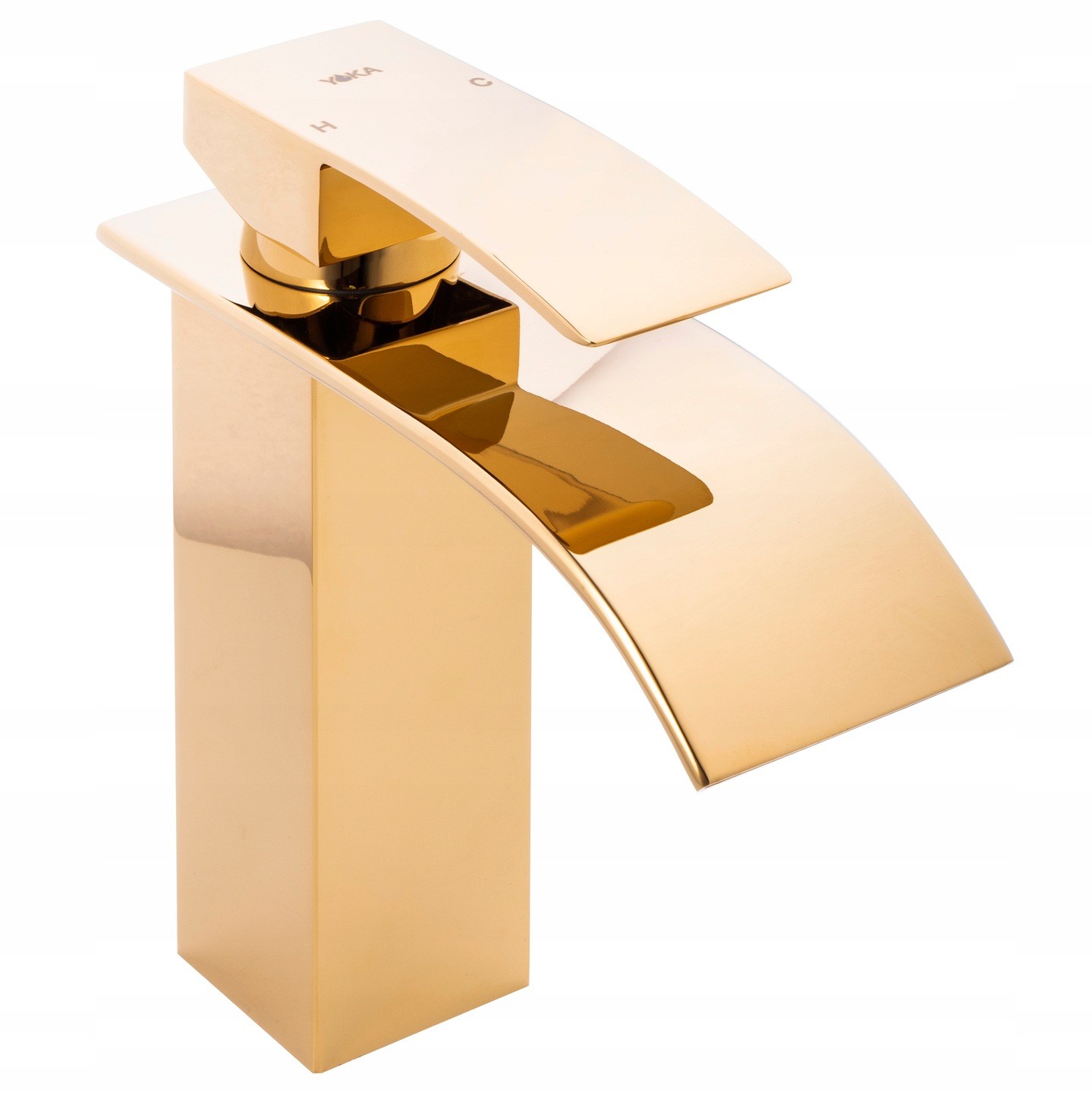 Mélangeur de lavabo YOKA HOME cascade d'eau dorée d'élégant robinet pour un style luxueux avec un effet unique de la cascade