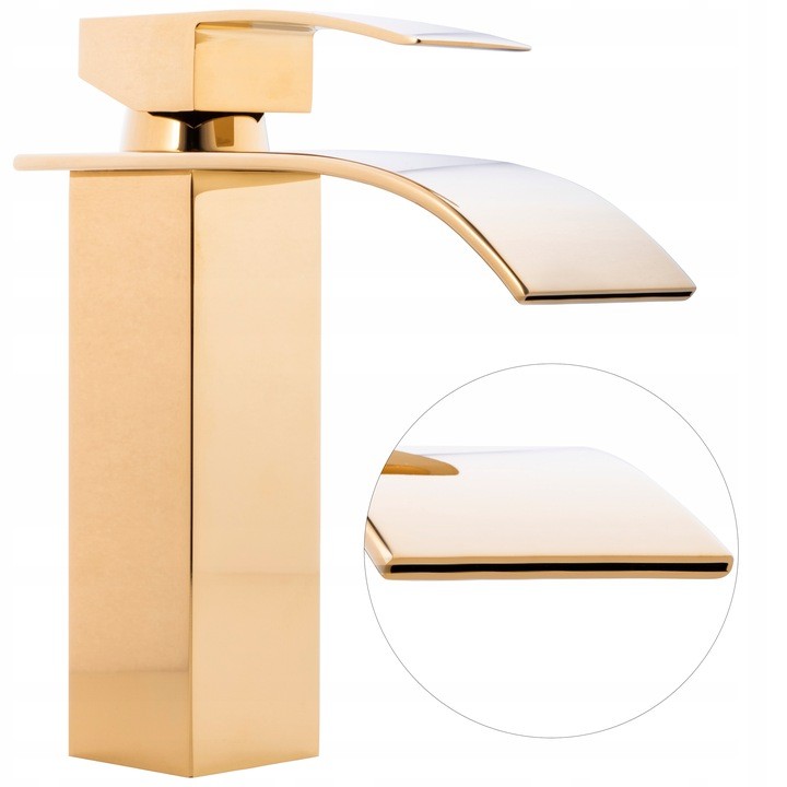 Mélangeur de lavabo YOKA HOME cascade d'eau dorée d'élégant robinet pour un style luxueux avec un effet unique de la cascade