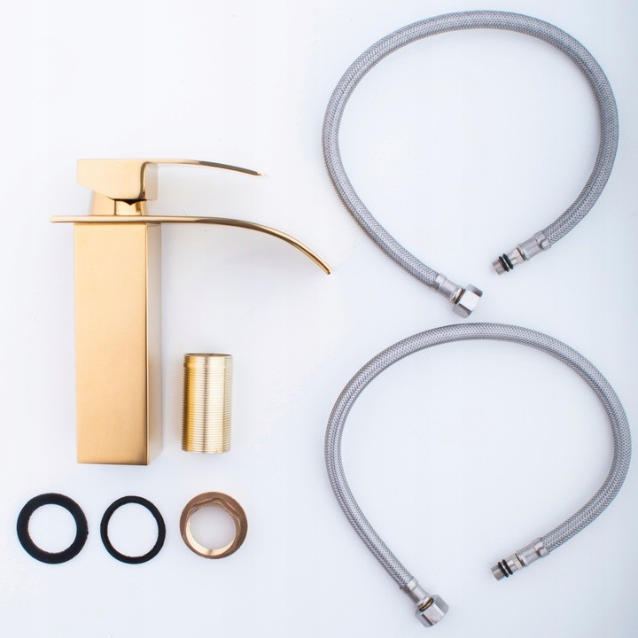 Mélangeur de lavabo YOKA HOME cascade d'eau dorée d'élégant robinet pour un style luxueux avec un effet unique de la cascade