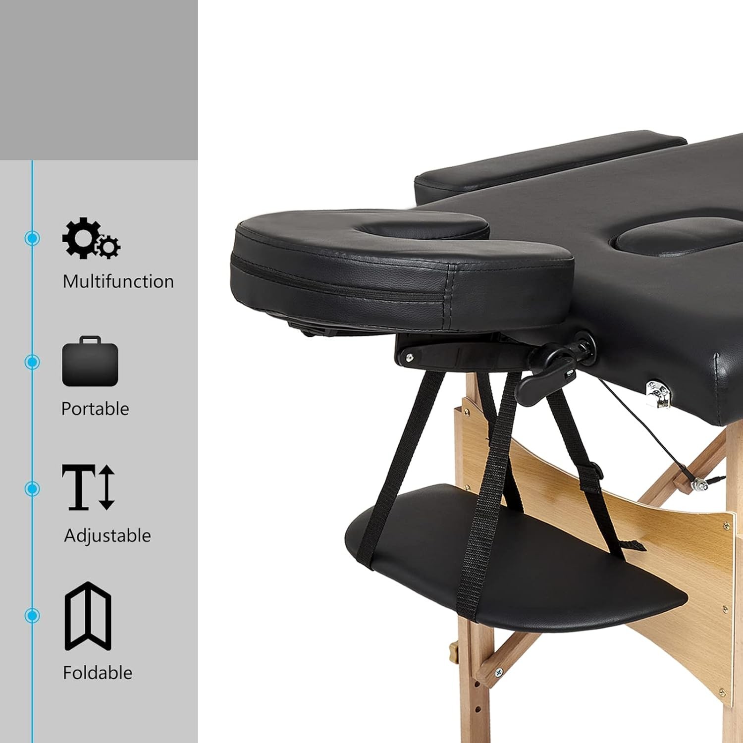 MOVIT Table de Massage Mobile avec Sac, appuie-tête et accoudoirs, Cadre en Bois Massif,