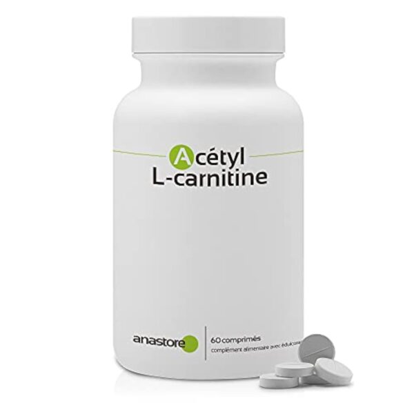 ACÉTYL L - CARNITINE * 500 mg / 60 comprimés * Cardiovasculaire (glucose), Cerveau, Équilibre émotionnel, Performances sportives, Vision * Garantie Satisfait ou Remboursé * Fabriqué en France